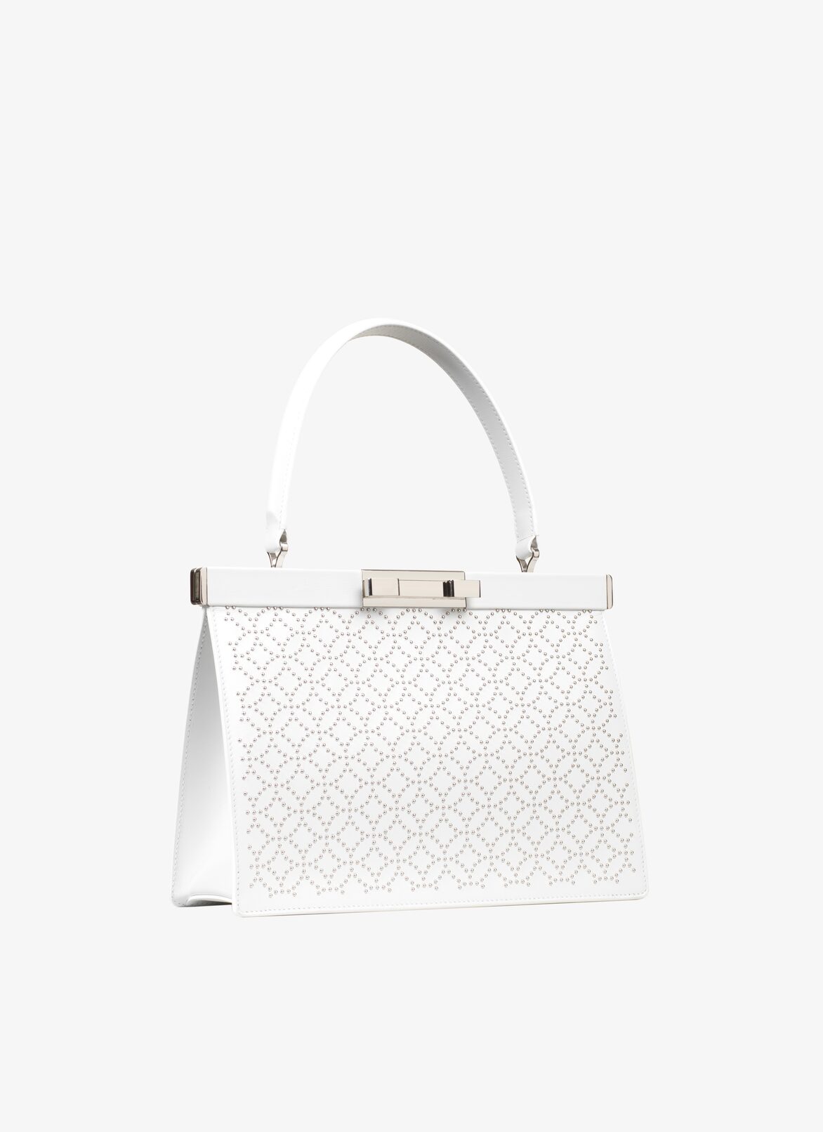 CECILE SMALL CUIR LUX CLOU ARABESQUE OPTICAL WHITE ALAÏA  CECILE SMALL CUIR LUX CLOU ARABESQUE OPTICAL WHITE BIANCO